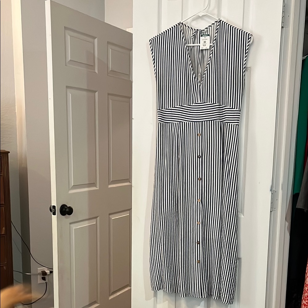 Goodfellow & Co Blue and White Buttoned Midi Sundress